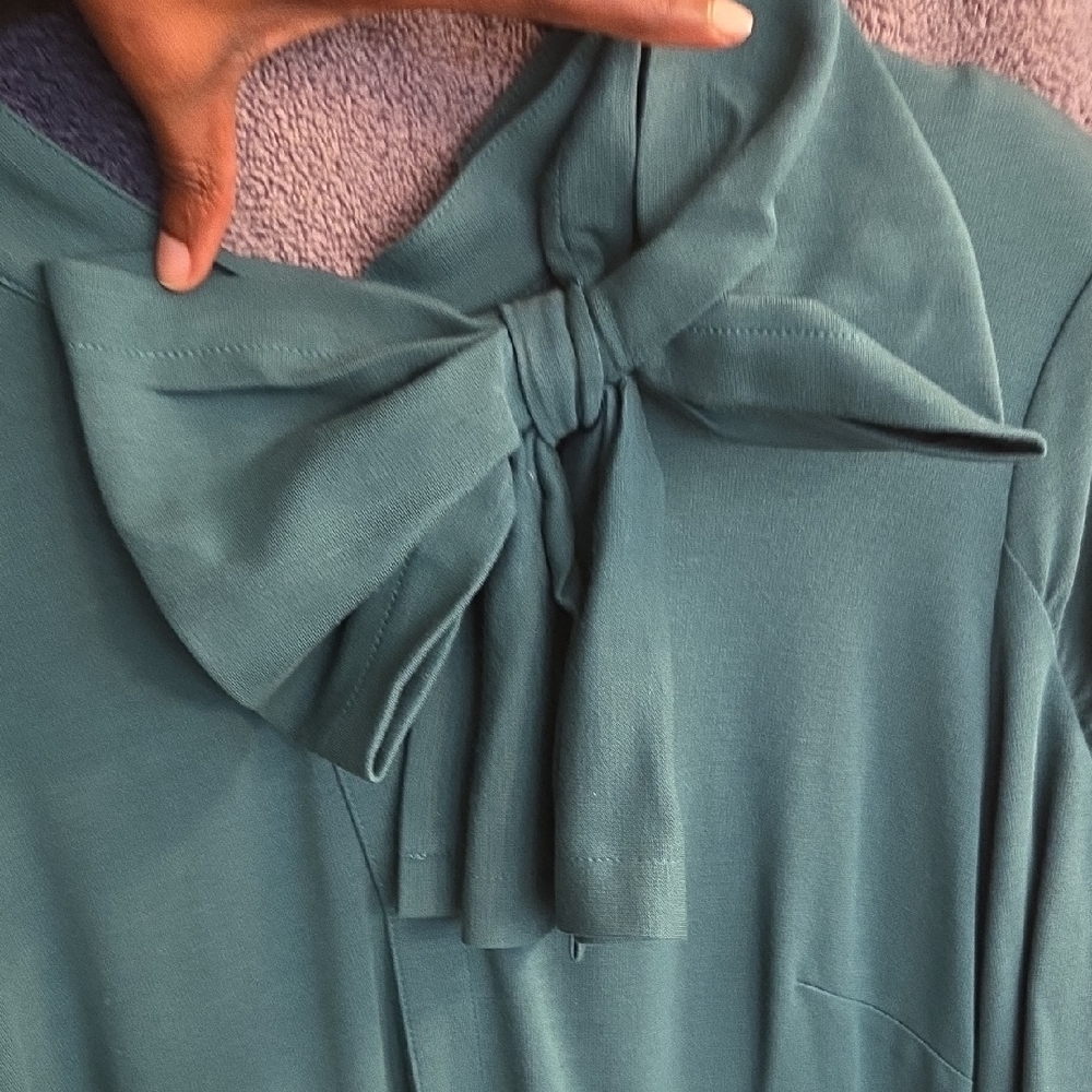 VfEmage Teal Bow-Tie Dress